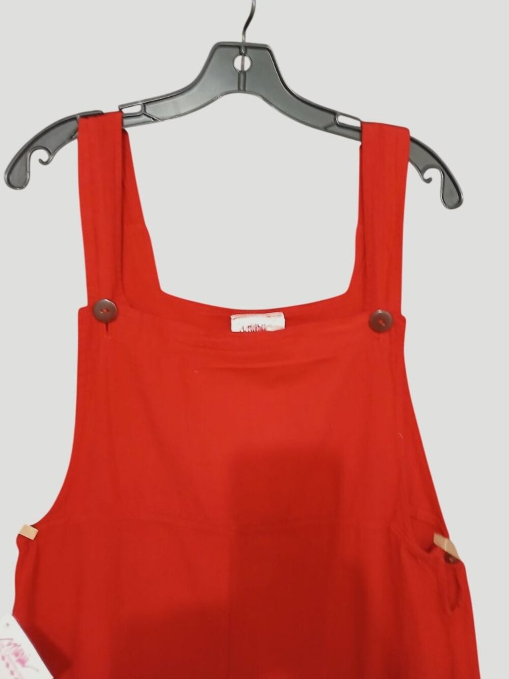 Vintage Maria Guadalajara Red Cotton Jumper Dress Size L Mexico Overalls NOS - Picture 3 of 16